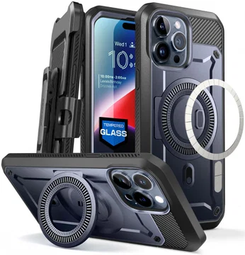 SUPCASE UB Mag Pro Apple iPhone 15 Pro Max Hoesje MagSafe Stand Blauw