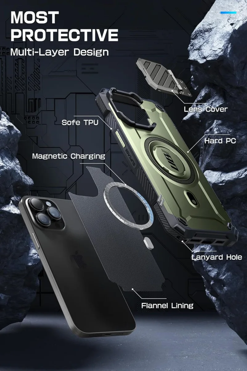 SUPCASE UB Pro MagXT iPhone 15 Pro Max Hoesje Camera Protector Groen afbeelding 6