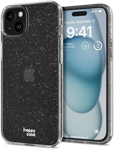 HappyCase iPhone 15 Hoesje Flexibel TPU Glitter Print afbeelding 4