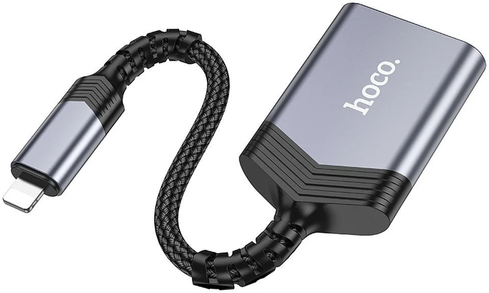 Hoco UA25 Apple Lightning Card Reader met SD/TF Kaartlezer Grijs afbeelding 6