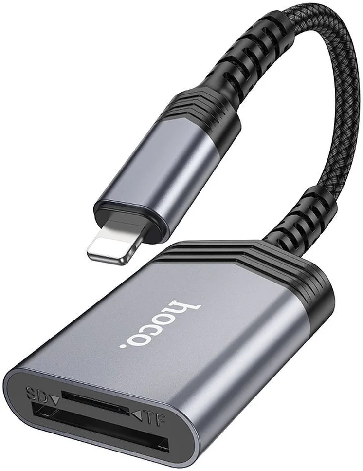 Hoco UA25 Apple Lightning Card Reader met SD/TF Kaartlezer Grijs afbeelding 7
