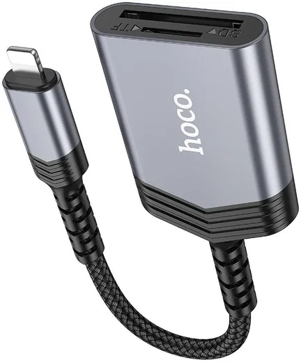 Hoco UA25 Apple Lightning Card Reader met SD/TF Kaartlezer Grijs afbeelding 8
