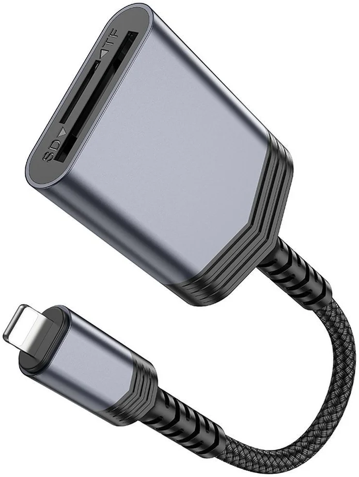 Hoco UA25 Apple Lightning Card Reader met SD/TF Kaartlezer Grijs afbeelding 9