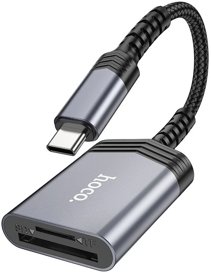 Hoco UA25 USB-C Card Reader met SD/TF Kaartlezer Grijs afbeelding 7