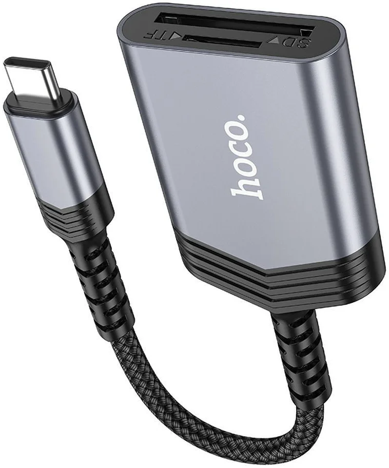 Hoco UA25 USB-C Card Reader met SD/TF Kaartlezer Grijs afbeelding 8