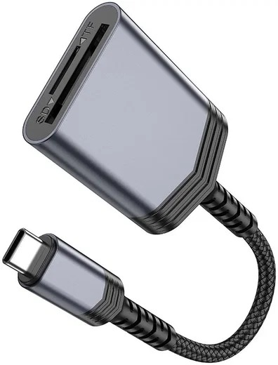 Hoco UA25 USB-C Card Reader met SD/TF Kaartlezer Grijs afbeelding 9