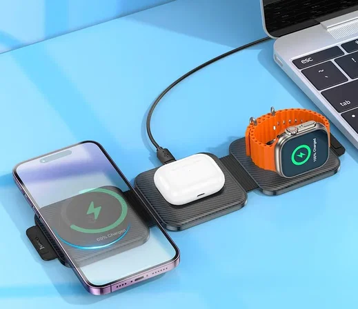 Hoco CQ4 3-in-1 15W Opvouwbare MagSafe Lader iPhone/AirPods/Watch afbeelding 3