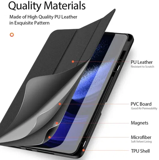 Dux Ducis Domo Xiaomi Pad 6 Max Hoes Tri-Fold Book Case Zwart afbeelding 12