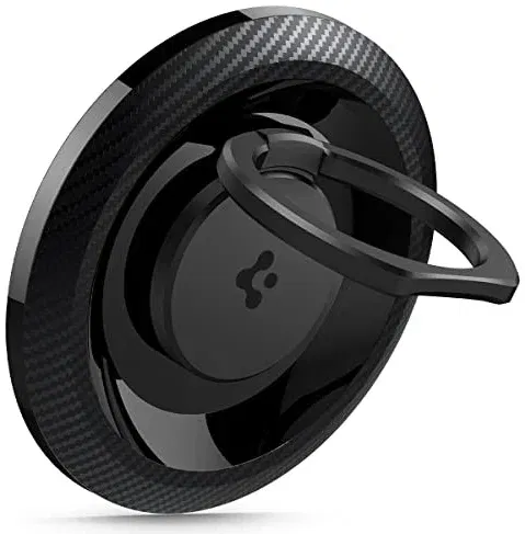 Spigen O-Mag Magnetische MagSafe Vinger Ring Houder Standaard Carbon afbeelding 1