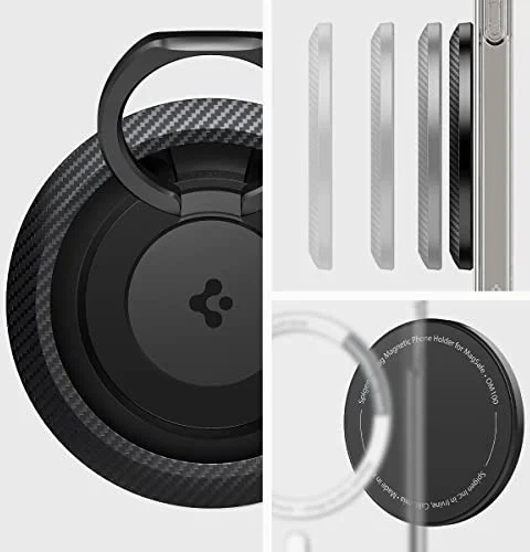 Spigen O-Mag Magnetische MagSafe Vinger Ring Houder Standaard Carbon afbeelding 4