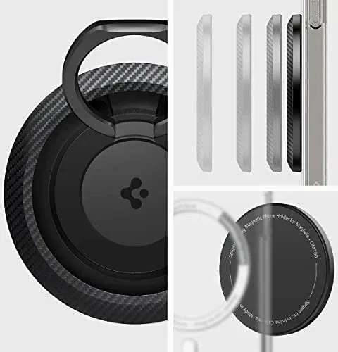 Spigen O-Mag Magnetische MagSafe Vinger Ring Houder Standaard Carbon afbeelding 4