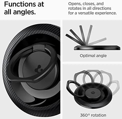 Spigen O-Mag Magnetische MagSafe Vinger Ring Houder Standaard Carbon afbeelding 6