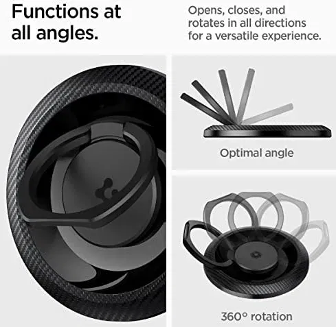 Spigen O-Mag Magnetische MagSafe Vinger Ring Houder Standaard Carbon afbeelding 6