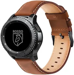 Rosso Deluxe Universeel Smartwatch/Horloge Bandje 18MM Echt Leer Bruin afbeelding