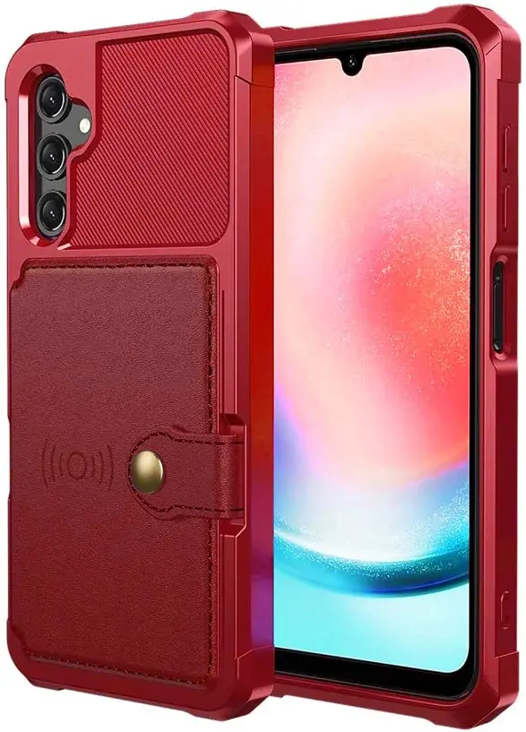 Samsung Galaxy A25 3 in 1 Back Cover Portemonnee Hoesje Rood afbeelding 2