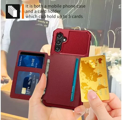 Samsung Galaxy A25 3 in 1 Back Cover Portemonnee Hoesje Rood afbeelding 5