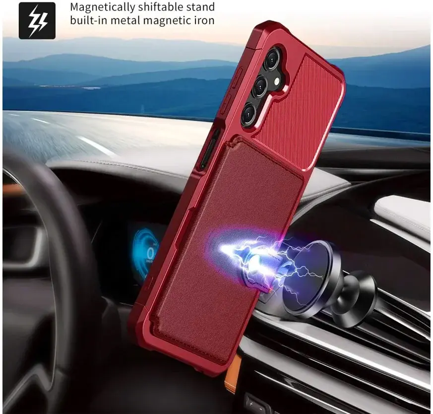 Samsung Galaxy A25 3 in 1 Back Cover Portemonnee Hoesje Rood afbeelding 6