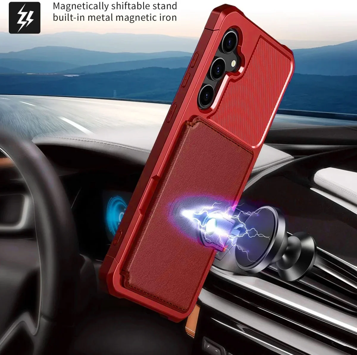 Samsung Galaxy S23 FE 3 in 1 Back Cover Portemonnee Hoesje Rood afbeelding 3