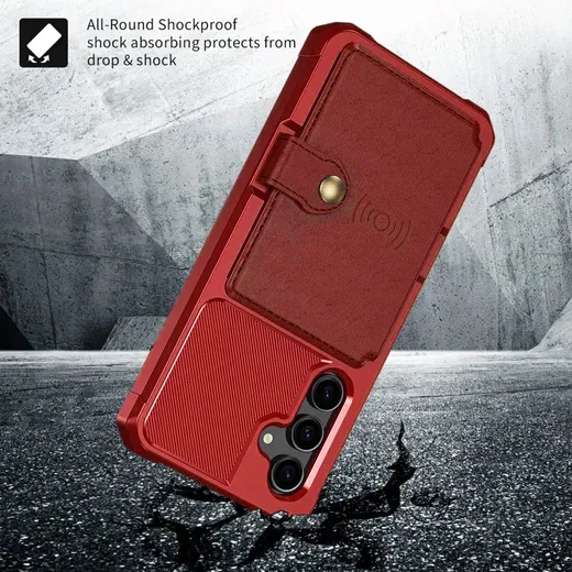 Samsung Galaxy S23 FE 3 in 1 Back Cover Portemonnee Hoesje Rood afbeelding 5