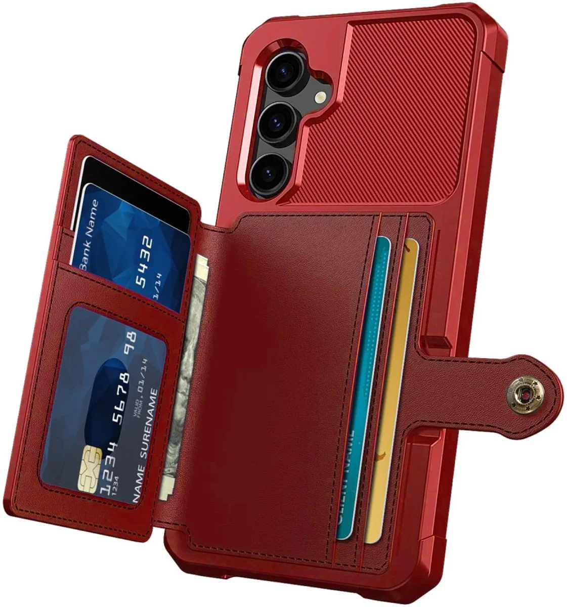 Samsung Galaxy S23 FE 3 in 1 Back Cover Portemonnee Hoesje Rood afbeelding 7