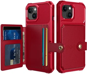 Apple iPhone 15 3 in 1 Back Cover Portemonnee Hoesje Rood