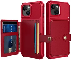 Apple iPhone 15 3 in 1 Back Cover Portemonnee Hoesje Rood afbeelding