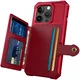 Apple iPhone 15 Pro 3 in 1 Back Cover Portemonnee Hoesje Rood afbeelding 5