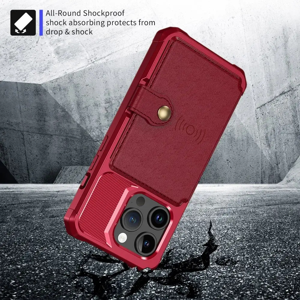 Apple iPhone 15 Pro Max 3 in 1 Back Cover Portemonnee Hoesje Rood afbeelding 8