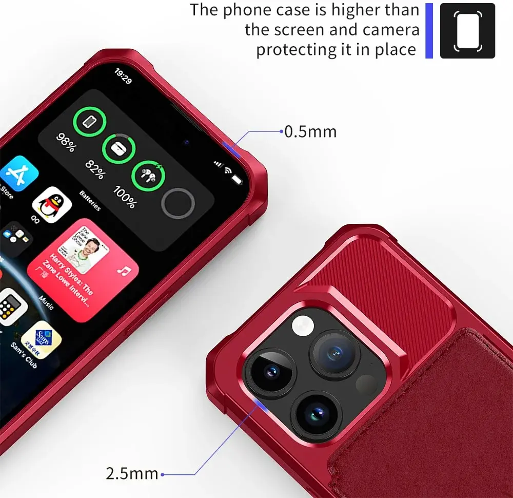 Apple iPhone 15 Pro Max 3 in 1 Back Cover Portemonnee Hoesje Rood afbeelding 10