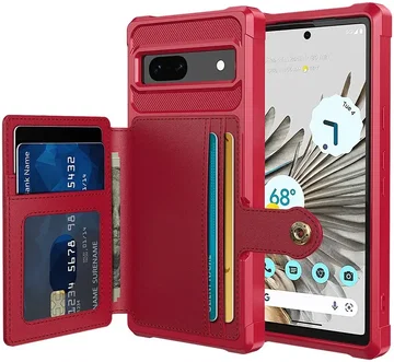Google Pixel 7a 3 in 1 Back Cover Portemonnee Hoesje Rood