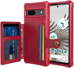 Google Pixel 7a 3 in 1 Back Cover Portemonnee Hoesje Rood afbeelding