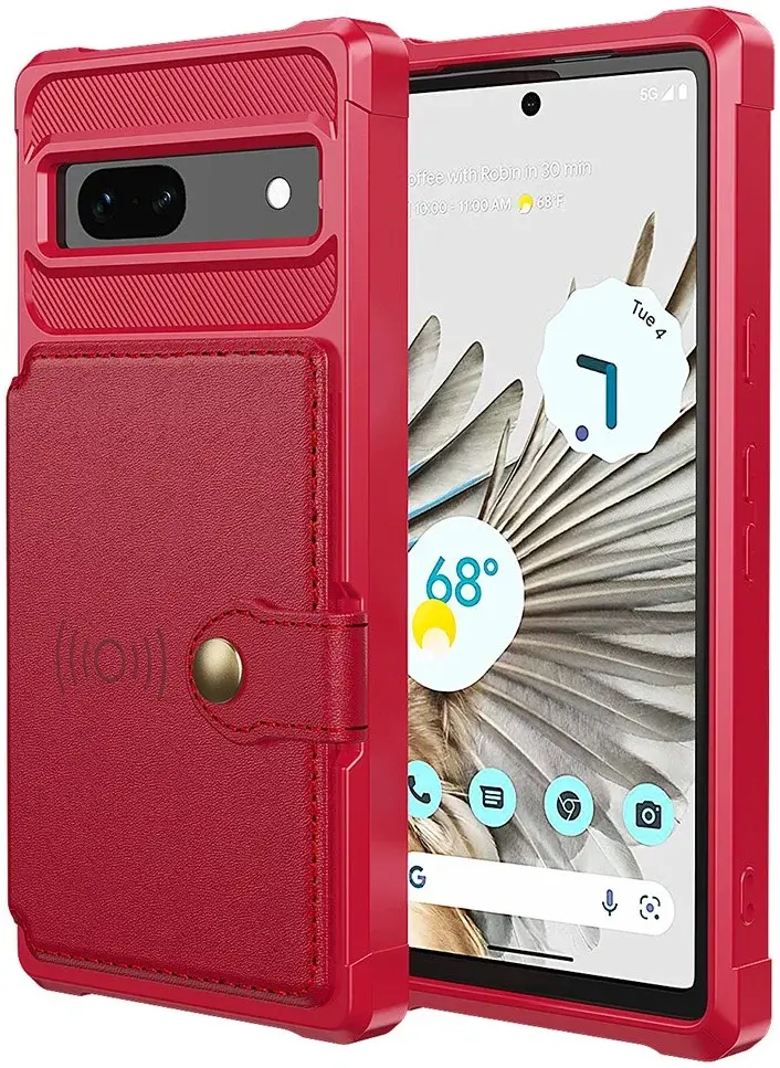 Google Pixel 7a 3 in 1 Back Cover Portemonnee Hoesje Rood afbeelding 2