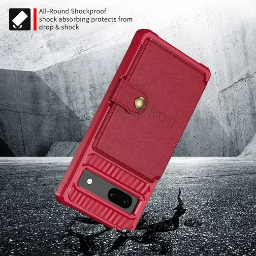 Google Pixel 7a 3 in 1 Back Cover Portemonnee Hoesje Rood afbeelding 5