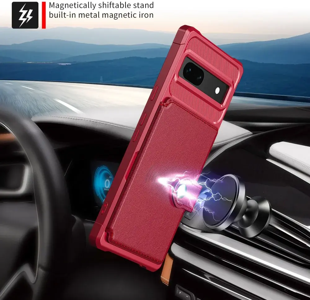 Google Pixel 7a 3 in 1 Back Cover Portemonnee Hoesje Rood afbeelding 8