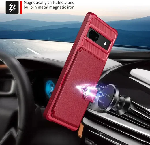 Google Pixel 7a 3 in 1 Back Cover Portemonnee Hoesje Rood afbeelding 8