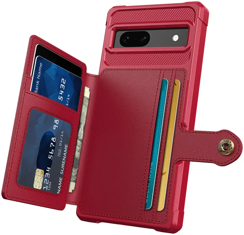 Google Pixel 7a 3 in 1 Back Cover Portemonnee Hoesje Rood afbeelding 3