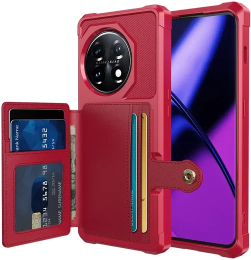 OnePlus 11 3 in 1 Back Cover Portemonnee Hoesje Rood afbeelding 1