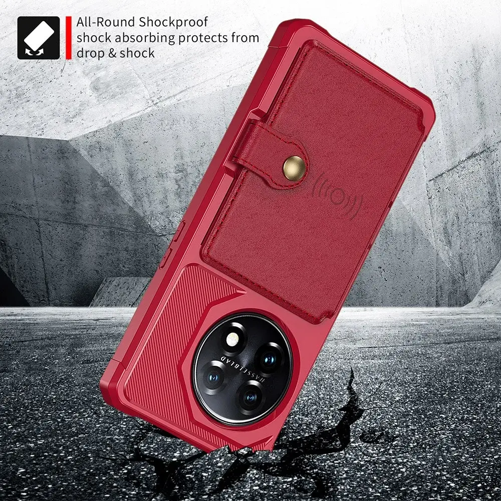 OnePlus 11 3 in 1 Back Cover Portemonnee Hoesje Rood afbeelding 6