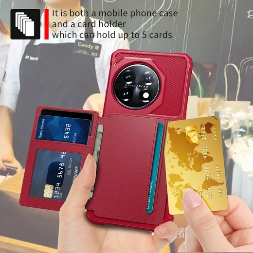OnePlus 11 3 in 1 Back Cover Portemonnee Hoesje Rood afbeelding 8
