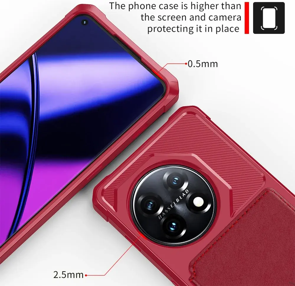 OnePlus 11 3 in 1 Back Cover Portemonnee Hoesje Rood afbeelding 9