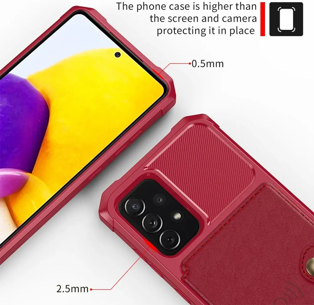 Samsung Galaxy A52 / A52S 3 in 1 Back Cover Portemonnee Hoesje Rood afbeelding 9