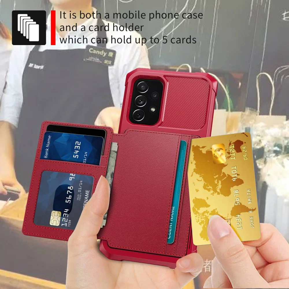 Samsung Galaxy A53 3 in 1 Back Cover Portemonnee Hoesje Rood afbeelding 4