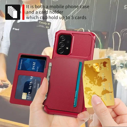 Samsung Galaxy A53 3 in 1 Back Cover Portemonnee Hoesje Rood afbeelding 4