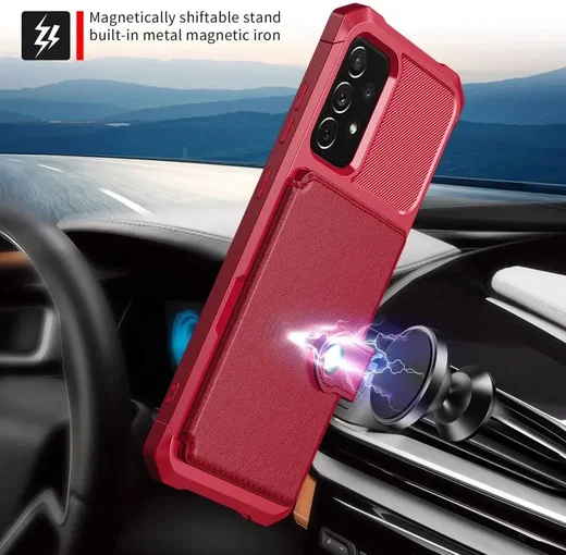 Samsung Galaxy A53 3 in 1 Back Cover Portemonnee Hoesje Rood afbeelding 8