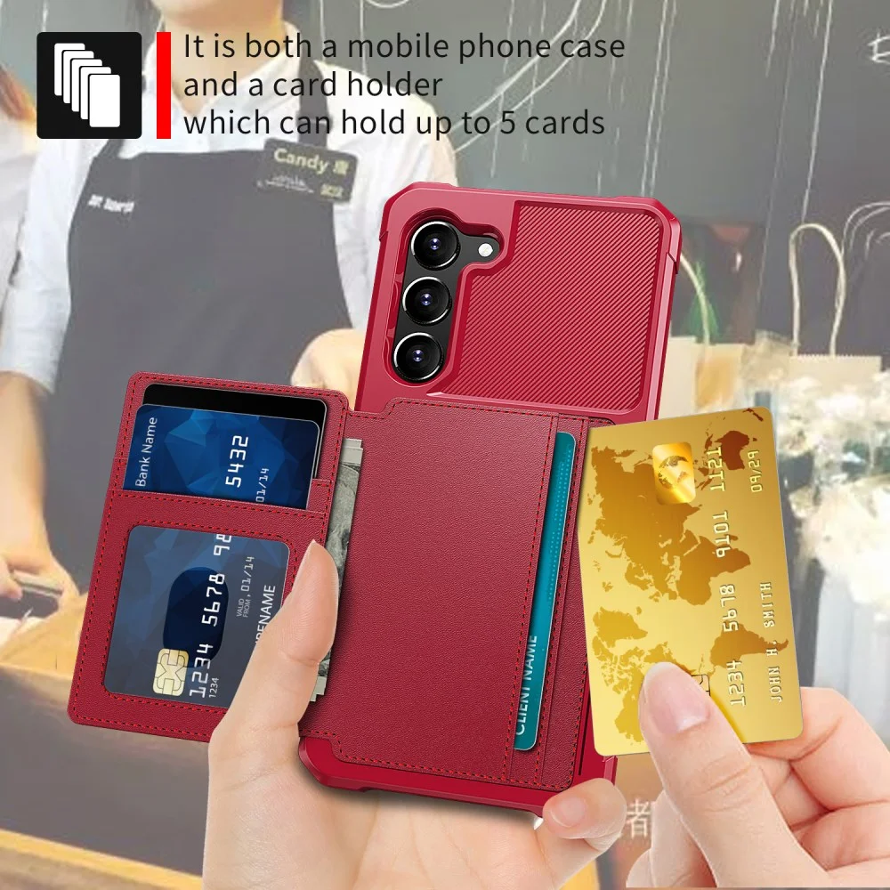 Samsung Galaxy S23 3 in 1 Back Cover Portemonnee Hoesje Rood afbeelding 6