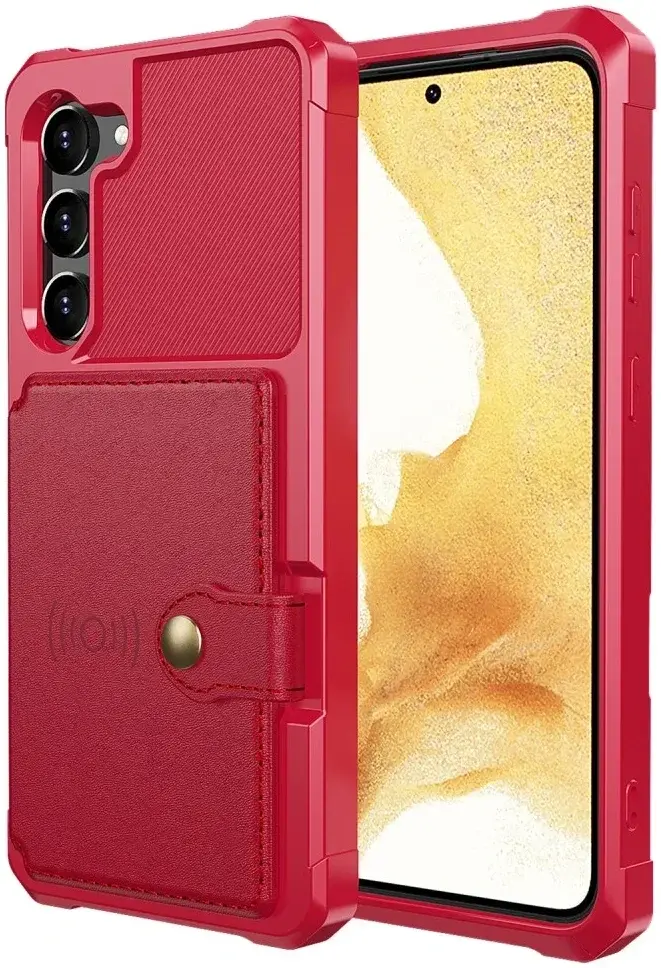 Samsung S23 Plus 3 in 1 Back Cover Portemonnee Hoesje Rood afbeelding 2