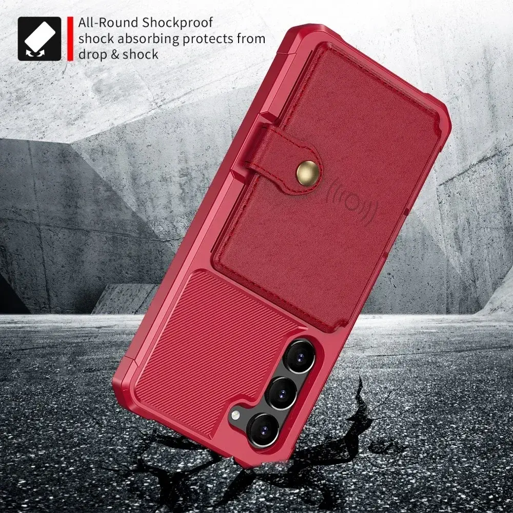 Samsung S23 Plus 3 in 1 Back Cover Portemonnee Hoesje Rood afbeelding 3