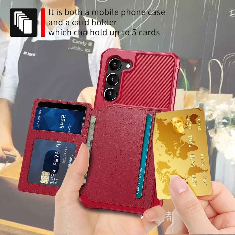 Samsung S23 Plus 3 in 1 Back Cover Portemonnee Hoesje Rood afbeelding 4