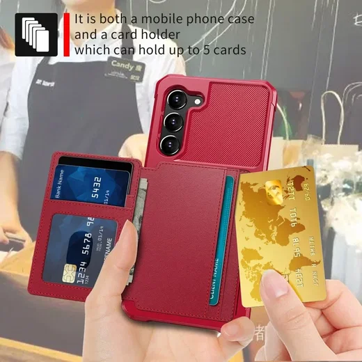 Samsung S23 Plus 3 in 1 Back Cover Portemonnee Hoesje Rood afbeelding 4
