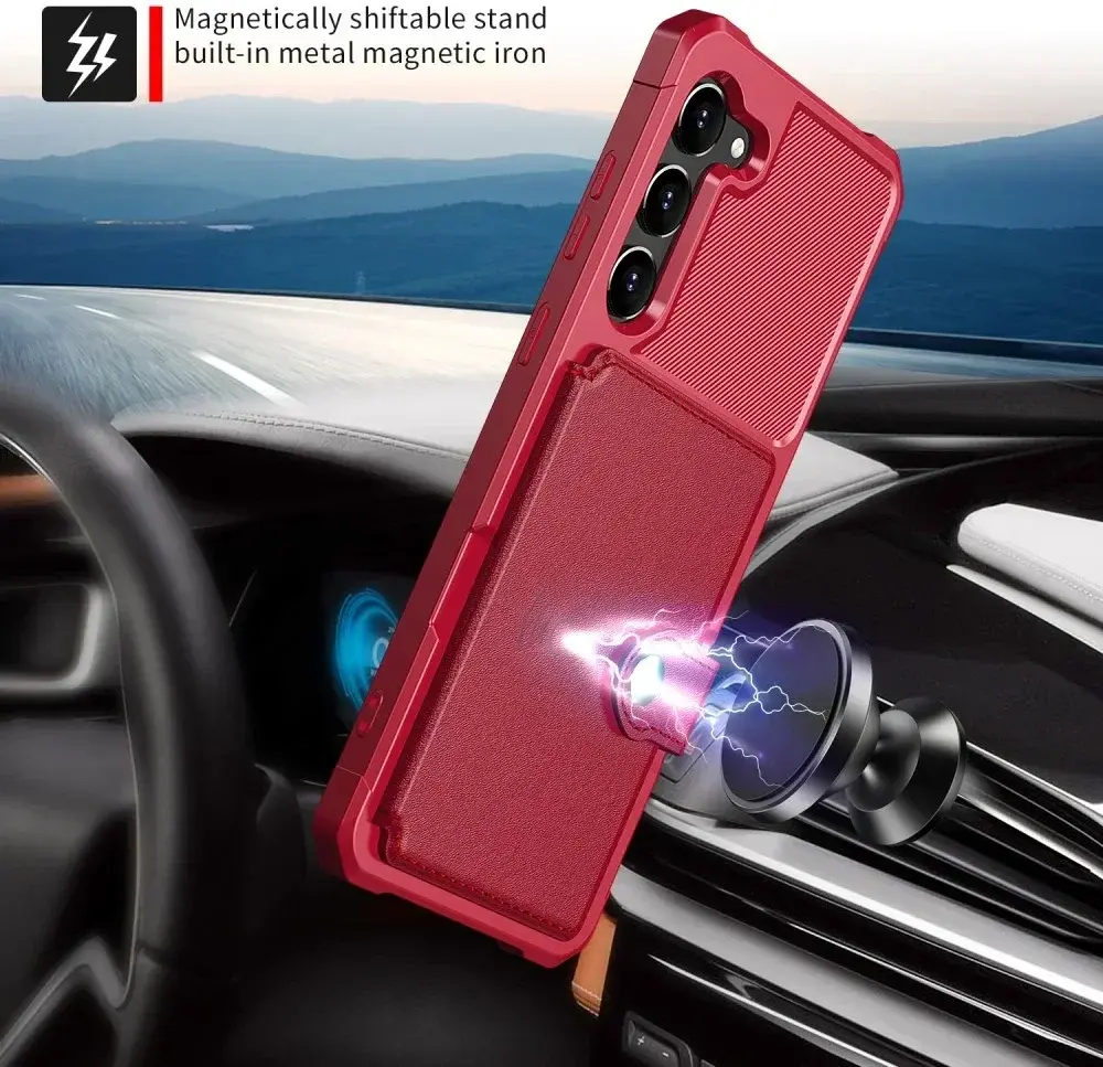 Samsung S23 Plus 3 in 1 Back Cover Portemonnee Hoesje Rood afbeelding 5